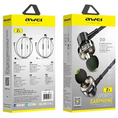 AWEI Z1 In-ear Dual Driver Unit Stereo Sound Heavy Bass Magnetic Wired Earphone