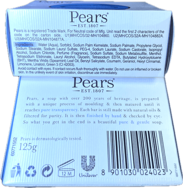 Pears Transparent Pure & Gentle with Mint Extract Soap 125g